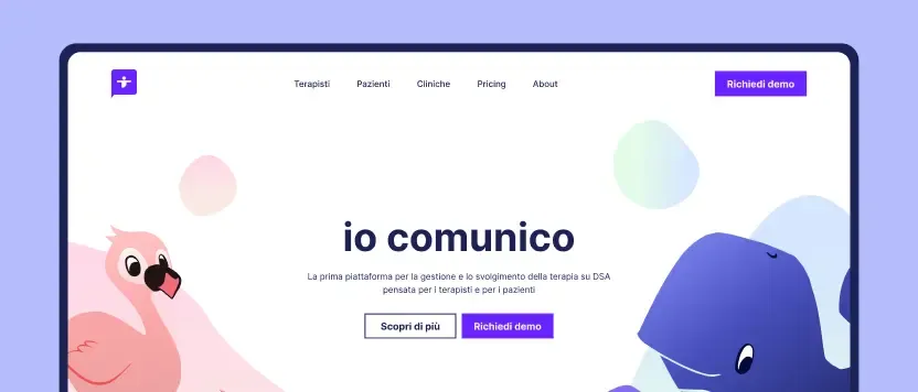 Web app Io Comunico welcome screen